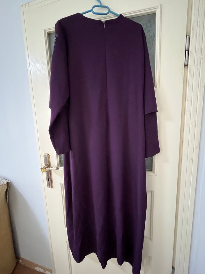 Mor Uzun Kollu Salaş Kadın Elbise - Görsel 4