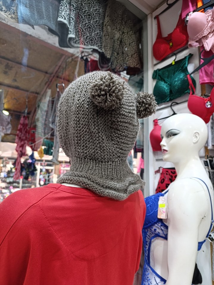 Gri Örgü Kadın Bere Kapüşon - Görsel 2