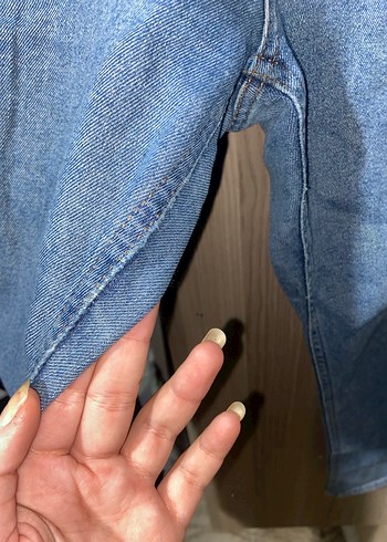 46 Beden mavi Renk Düğmeli Mavi Kadın Denim Pantolon