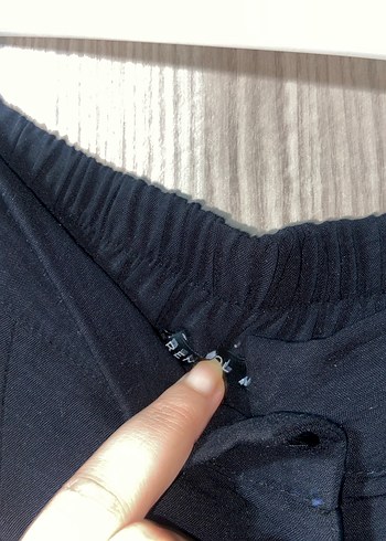 46 Beden Düğmeli Siyah Keten Kadın Kumaş Pantolon
