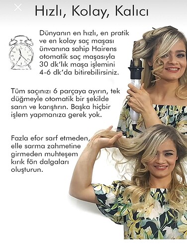 Diğer Hairens 430 Otomatik Saç Maşası 32 mm