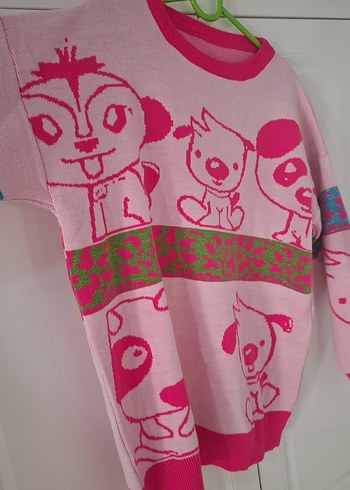 Renkli Baskılı Kadın Triko Kazak - Görsel 2