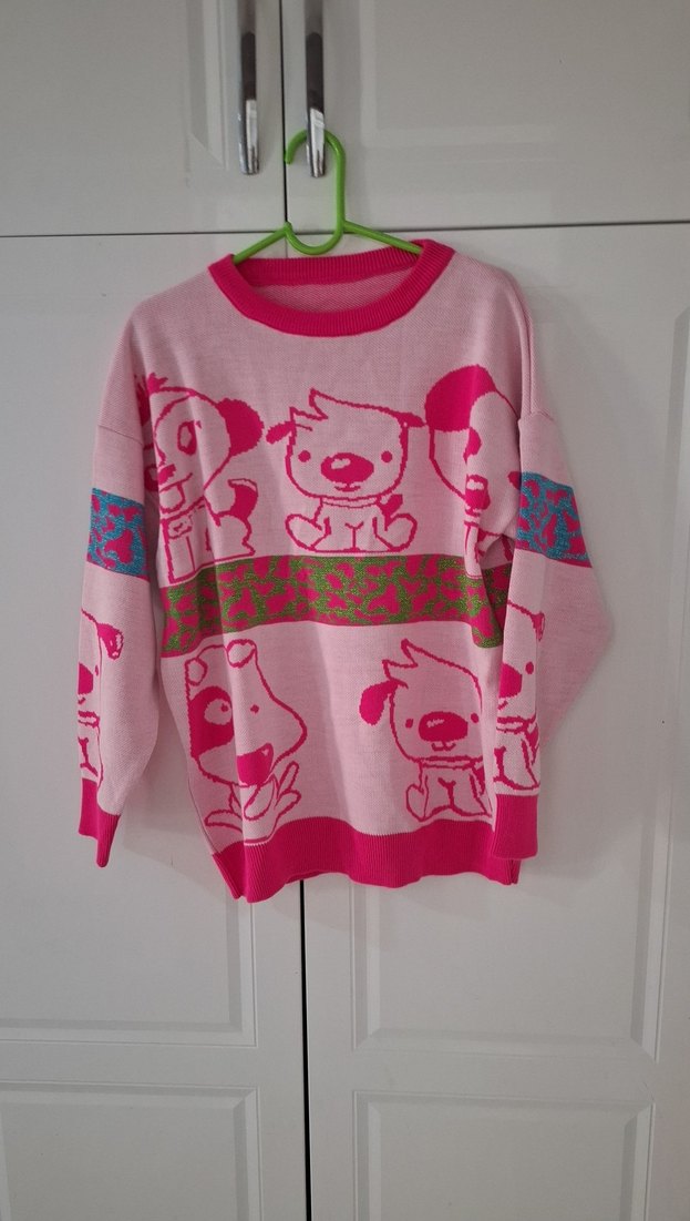 Renkli Baskılı Kadın Triko Kazak - Görsel 3