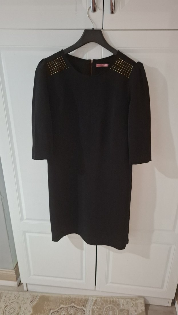 Siyah Midi Elbise - Görsel 5