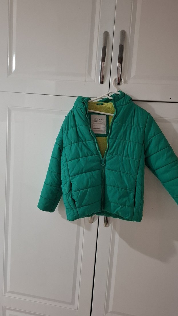 Hooded Fermuarlı Erkek Çocuk Yeşil Mont - Görsel 3