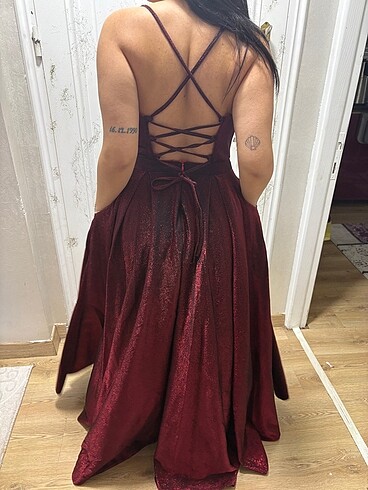 40 Beden Bordo cepli abiye