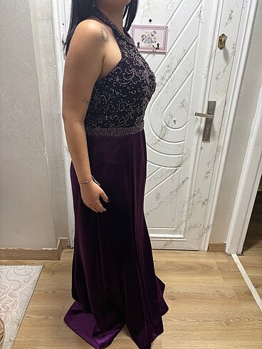 42 Beden bordo Renk Kadife abiye elbise