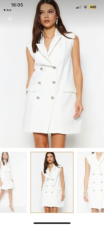 36 Beden Beyaz Ceket Elbise