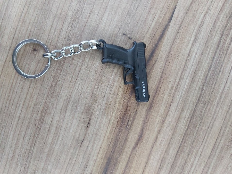 Siyah Tabanca Figürlü metal Anahtarlık - Görsel 3