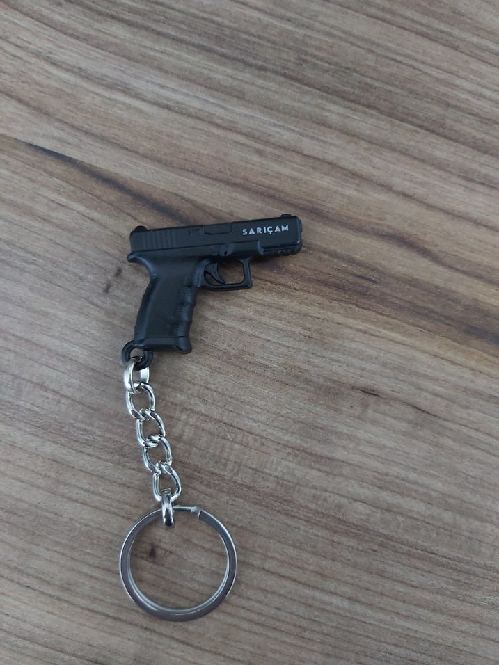 Siyah Tabanca Figürlü metal Anahtarlık - Görsel 2