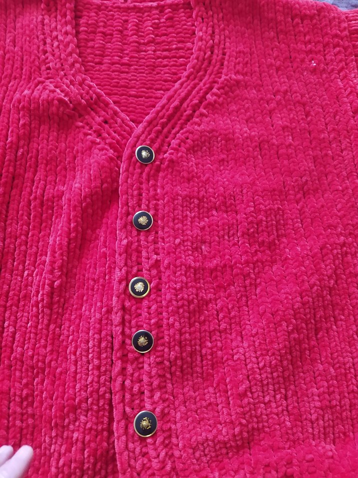 Kırmızı V Yakalı Örgü  Hırkası - Görsel 2