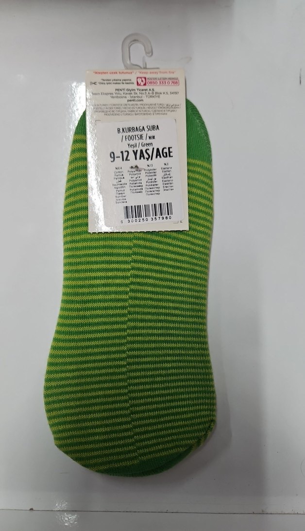 Çocuklar için Çok Renkli Kurbağa Desenli Çorap - Görsel 2