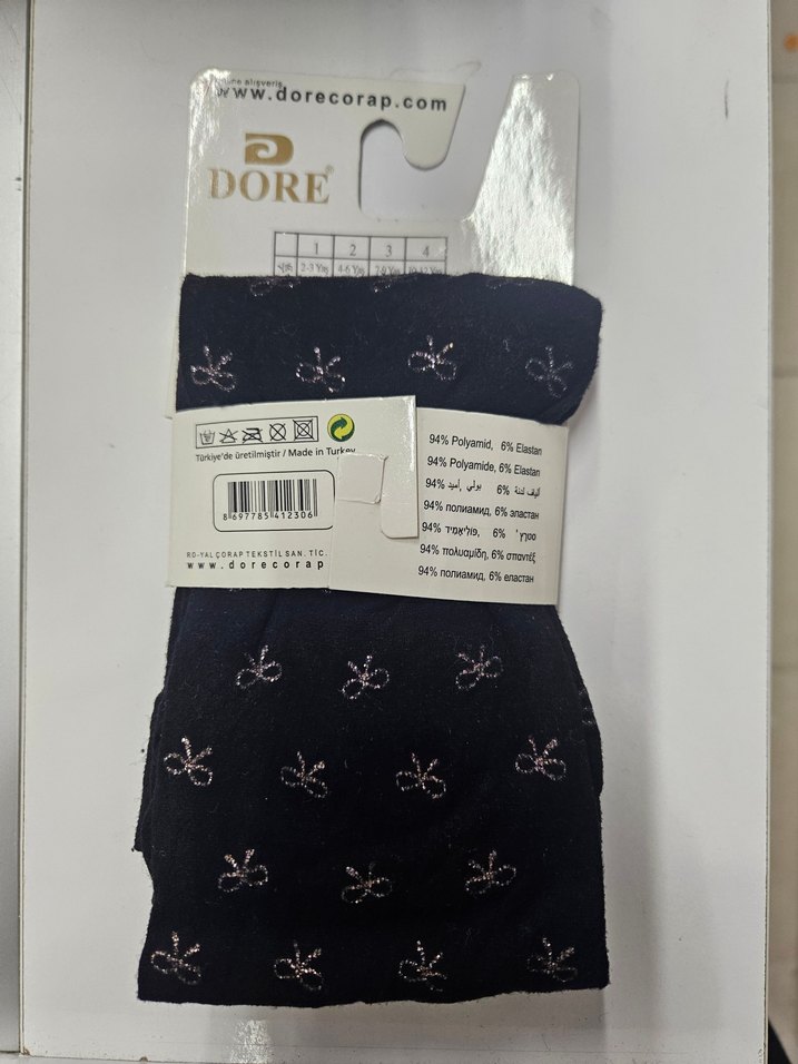 Desenli Siyah Kız Çocuk Külotlu Çorap 10-12 Yaş - Görsel 2