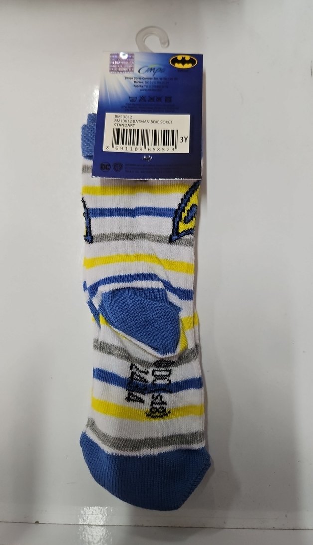 Çizgili ve Baskılı Erkek Çocuk Çorabı - Görsel 2