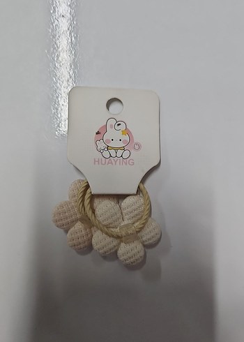 Beyaz Pastel Çiçekli Elastik Saç Bandı - Görsel 2