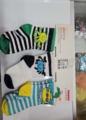 Erkek Bebek Renkli Nakışlı Çorap Seti - Görsel 2