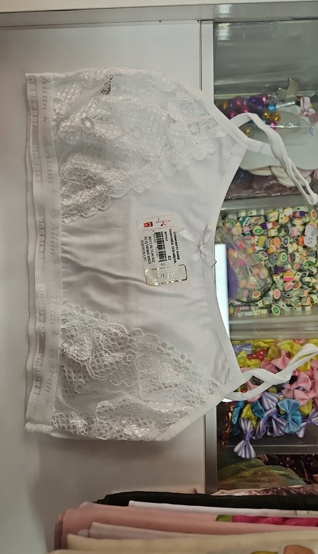 Beyaz Desenli Kız Çocuk Alıştırma Sütyeni - Görsel 3