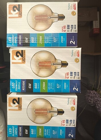 Kendal 6W E27 2700K Sarı G95 Led Flamanlı Rustik Ampul
