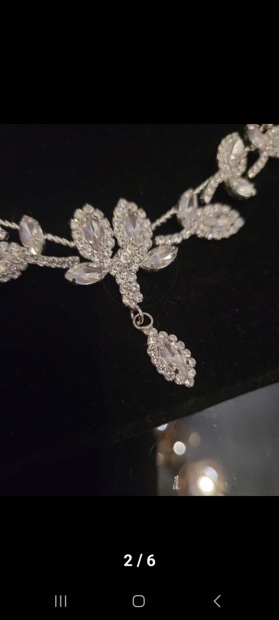 Parlak Beyaz taşlı  Gelin tac /toka - Görsel 2