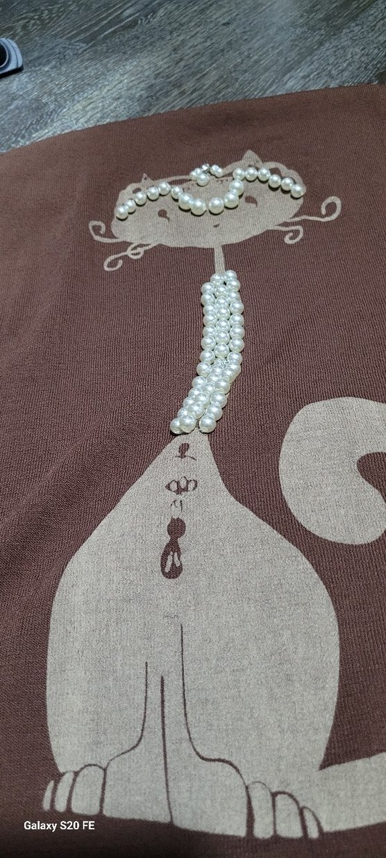 perlina Boncuk İşlemeli Kahverengi  buluz L beden - Görsel 4