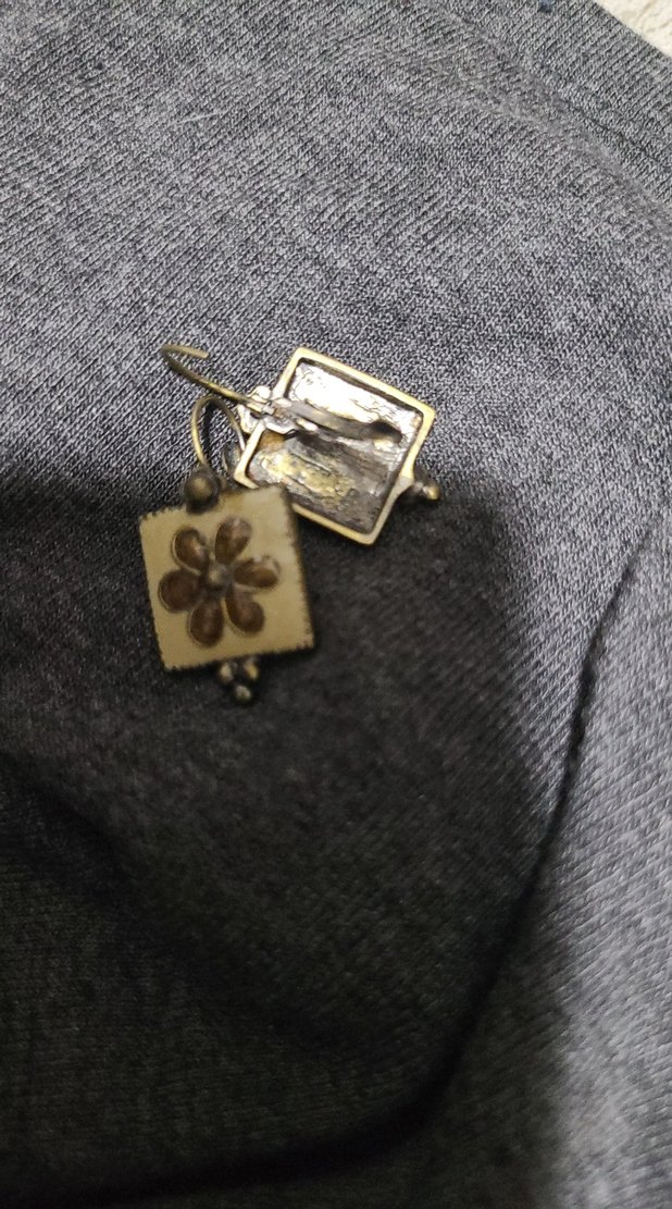 Çiçek Desenli Mini  bakır Renk Bohem Küpe - Görsel 2