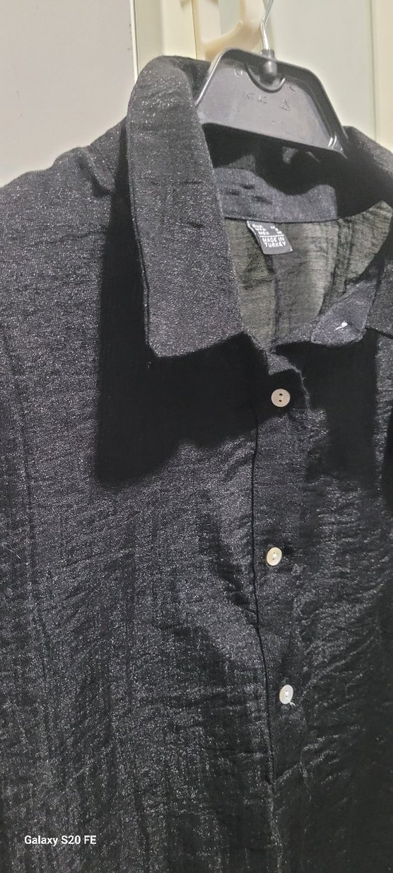 Düğmeli Siyah  Kadın Gömlek(renk daha  koyu)  marka  temsili - Görsel 5