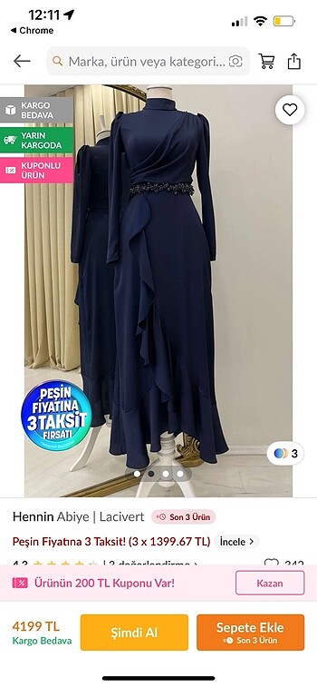 Lacivert tesettür abiye