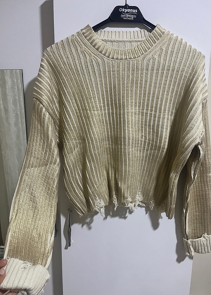 gold renk standart beden kazak - Görsel 2