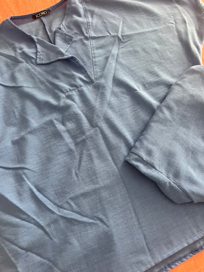 Mavi V Yaka Kısa Kollu Erkek Pijama Takımı - Görsel 3