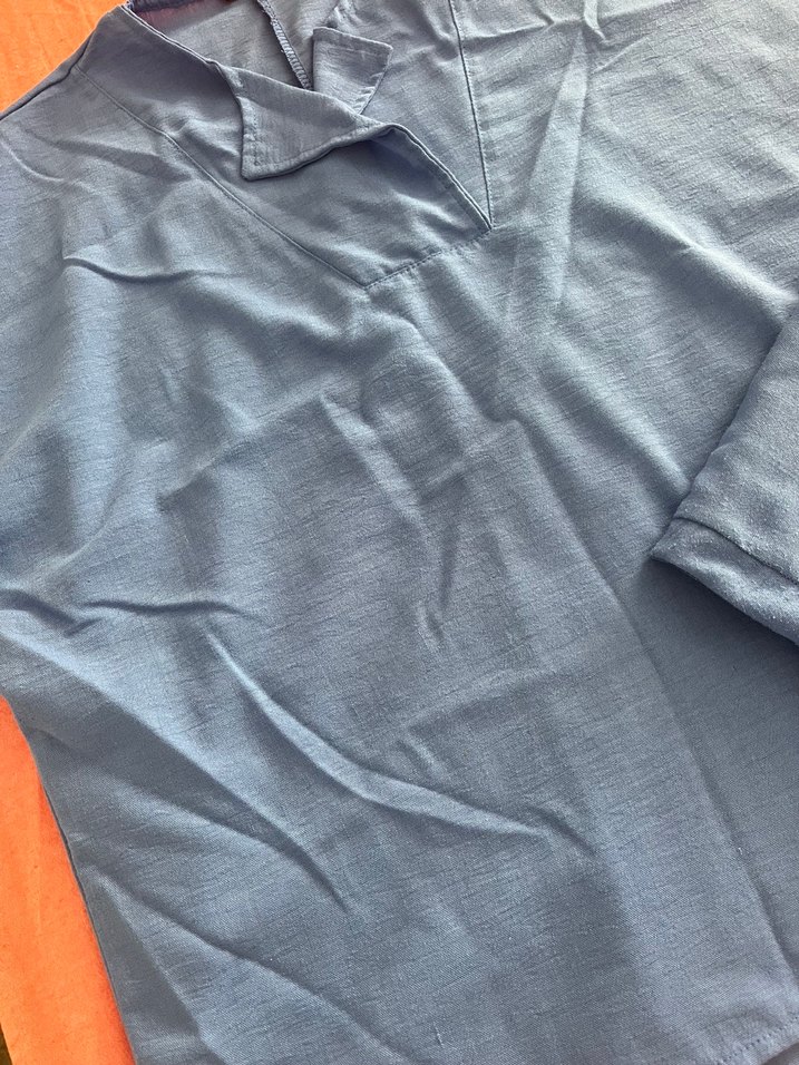 Mavi V Yaka Kısa Kollu Erkek Pijama Takımı - Görsel 2