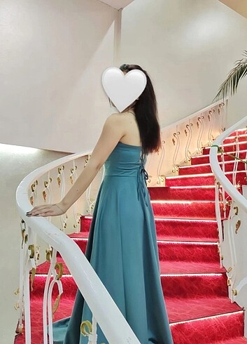 SU YEŞİLİ ABİYE ARKASI İPLİ ÖZEL GÜN ELBİSESİ - Görsel 5