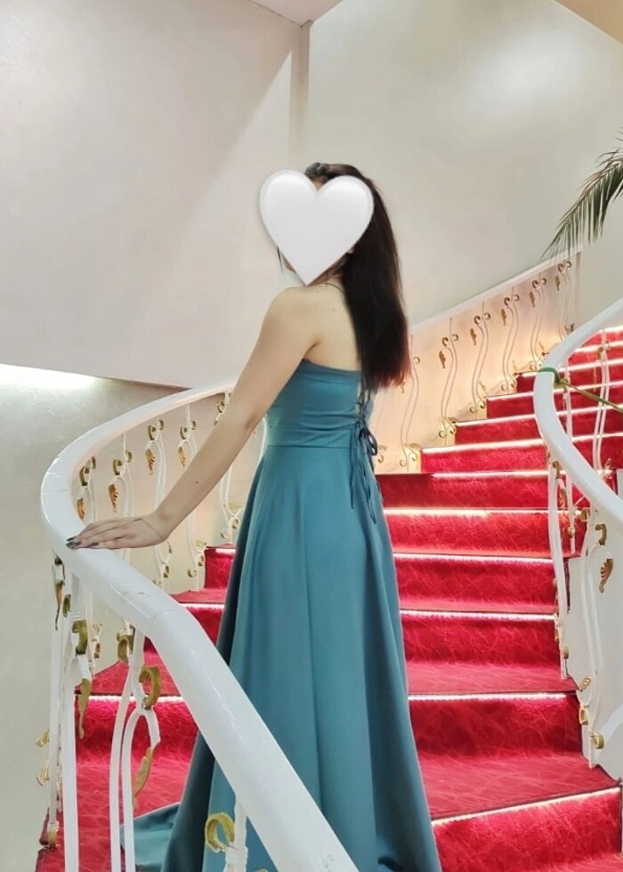 SU YEŞİLİ ABİYE ARKASI İPLİ ÖZEL GÜN ELBİSESİ - Görsel 5