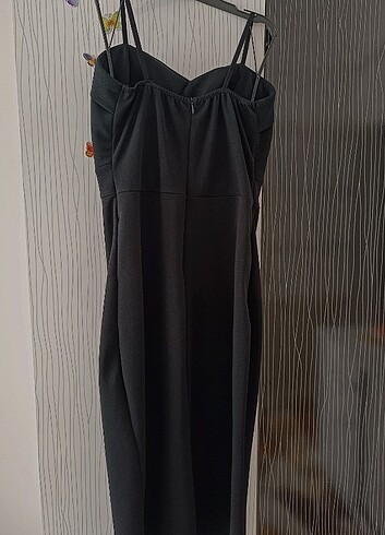 Siyah midi elbise - Görsel 4