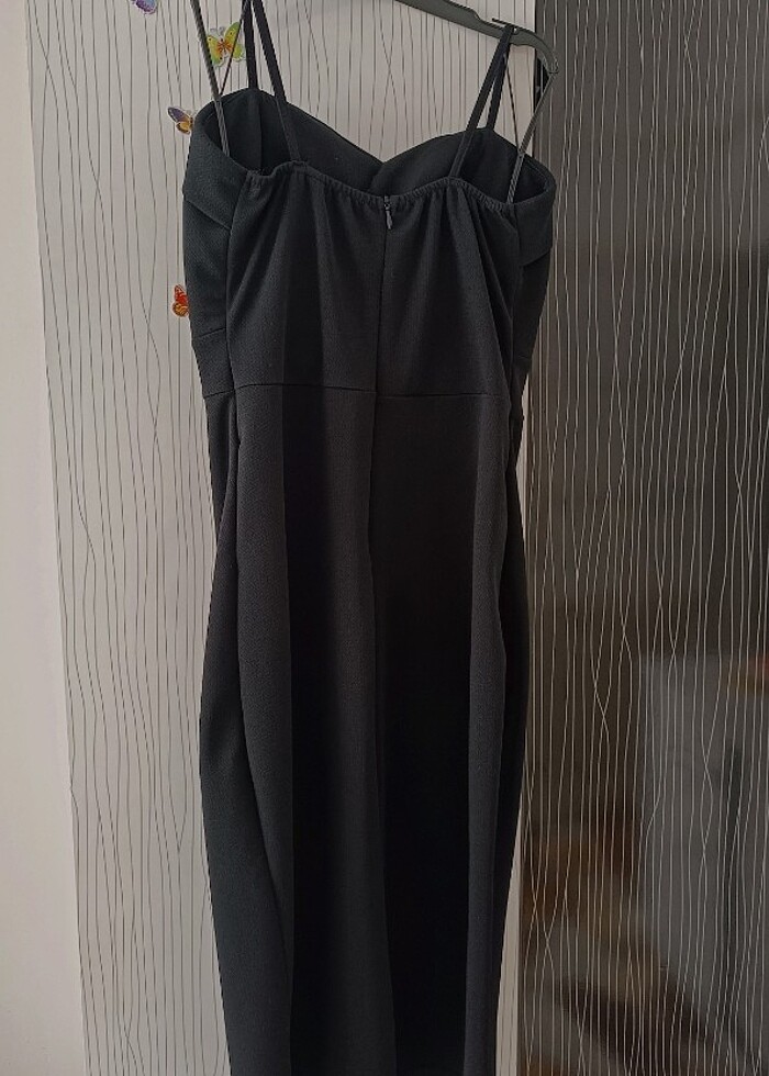 Siyah midi elbise - Görsel 4