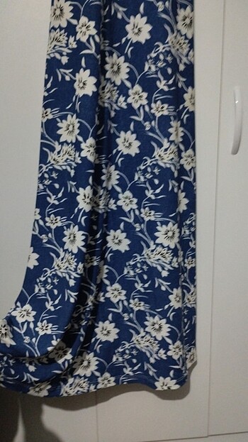 m Beden çeşitli Renk Çiçek desen askılı saks mavi elbise