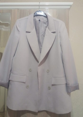 Diğer Bej Şeffaf Detaylı Midi Kadın Blazer