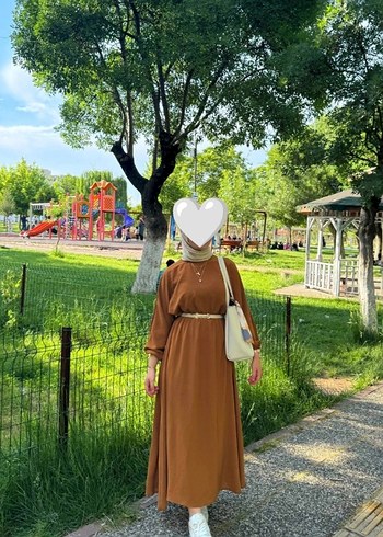 Camel Renkli Uzun Salaş Kadın Elbise
