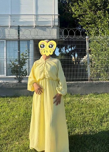 Sarı Bohem Uzun Elbise