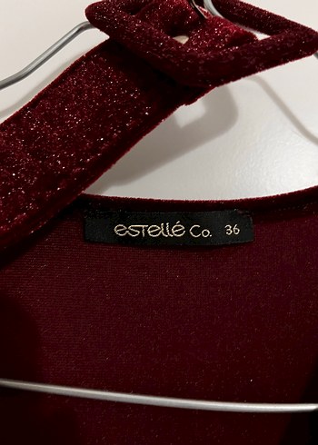 Bordo Kadife Midi Elbise - Görsel 2