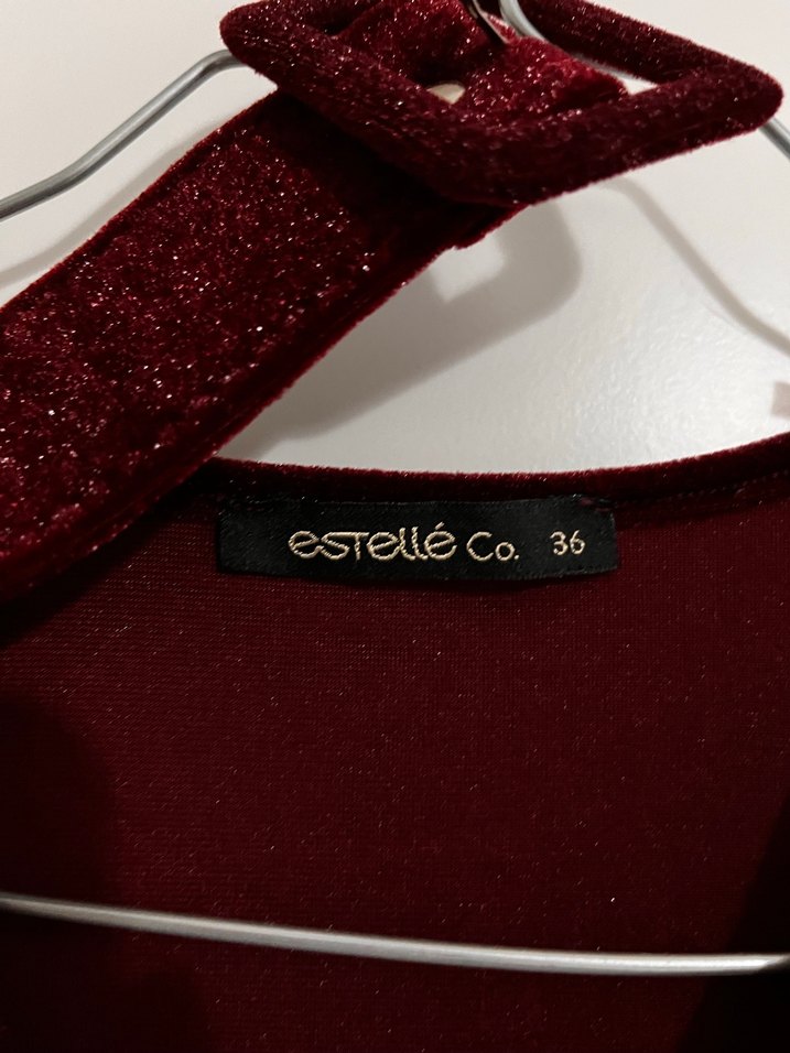 Bordo Kadife Midi Elbise - Görsel 2