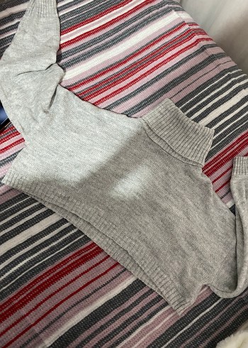 Gri Örgü Boğazlı Kadın Kazak - Görsel 2