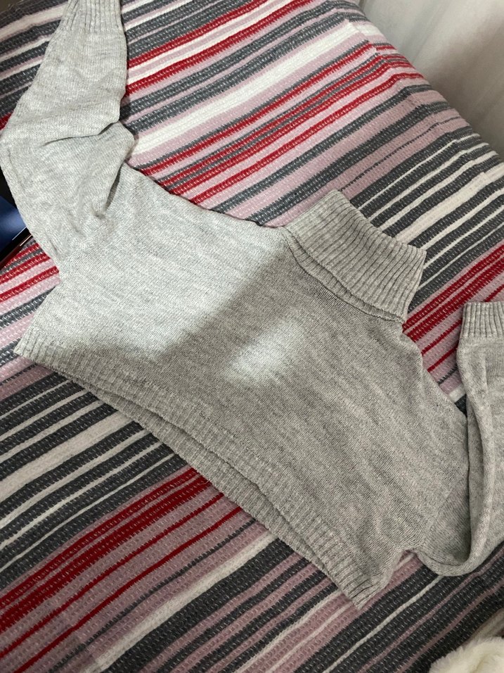 Gri Örgü Boğazlı Kadın Kazak - Görsel 2