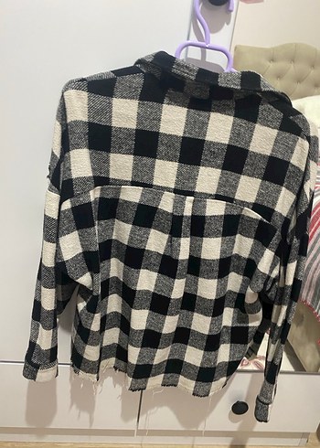 Kadın Gri Ekose Pamuklu Gömlek - Görsel 2