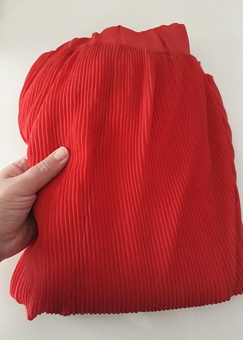 Kırmızı Piliseli Uzun Etek - Görsel 8