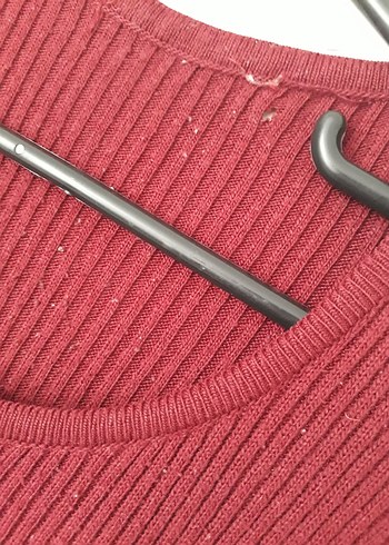 Bordo Pliseli Uzun Triko Elbise - Görsel 7