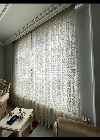  Beden beyaz Renk Modern Klasik Beyaz Nakışlı Tül Perde