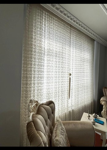  Beden Modern Klasik Beyaz Nakışlı Tül Perde