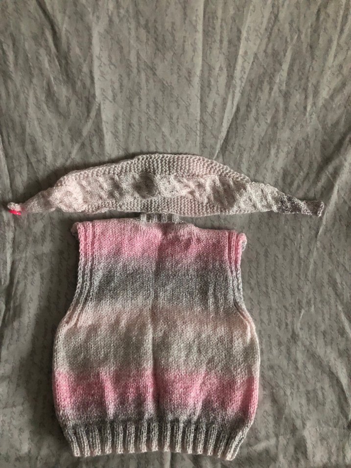 Vintage Bohem Gri V Yaka Kız Örme Süveter ve bandana - Görsel 3