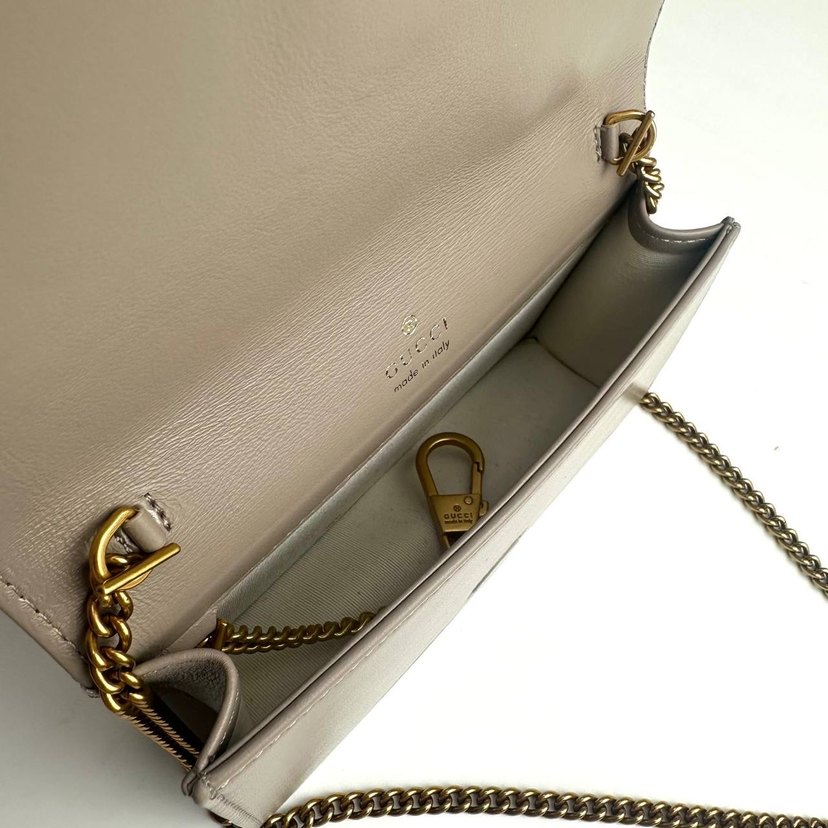 Bej Deri Zincir Detaylı Kadın Çanta - Görsel 4