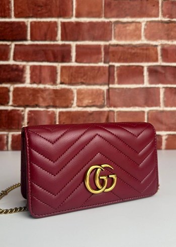 Bordo Zincir Detaylı Deri Kadın Çanta - Görsel 3